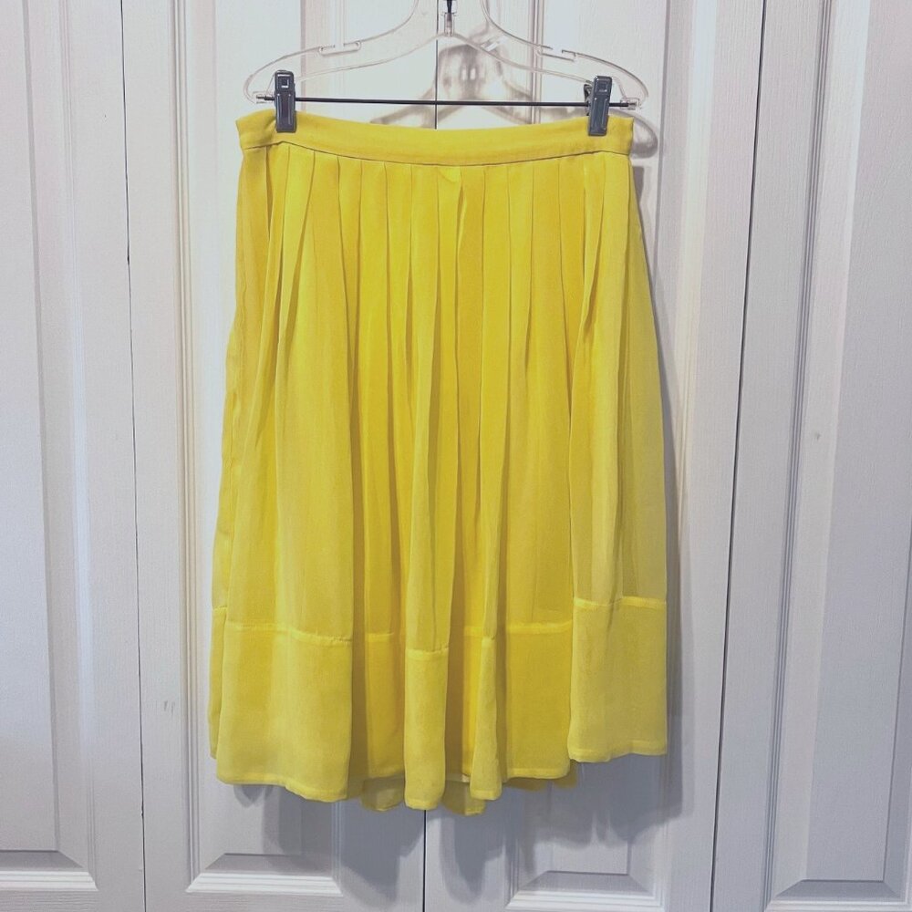 Freeway Bright Sunshine Yellow Lined Pleated Flowy Skirt-Size Small-Casual-Trend